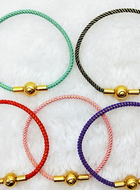 包邮可搭3D硬金黄金硬银配饰大福按钮扣金丝米兰绳手绳DIY珠配件