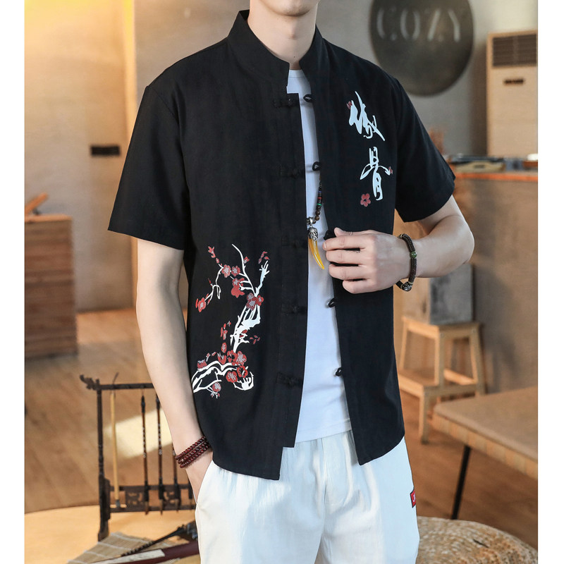 风男短袖衬衫男生大码纯棉衬衣A056-C141-P33,男装T恤,电商A056
