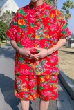 套装【特批】东北花短袖T恤情侣T203上衣P25中裤P20套装P45，商品下架区，电商A056