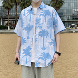 冰丝花衬衫短袖男夏威夷沙滩衬衣帅大码宽松休闲薄款外套7238P35，男装T恤，电商A056