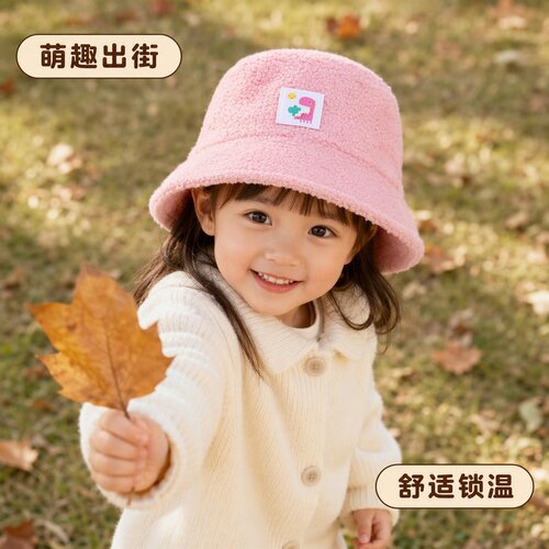 儿童帽子秋冬款渔夫帽男女童宝宝毛绒保暖盆帽可爱卡通超萌套头帽