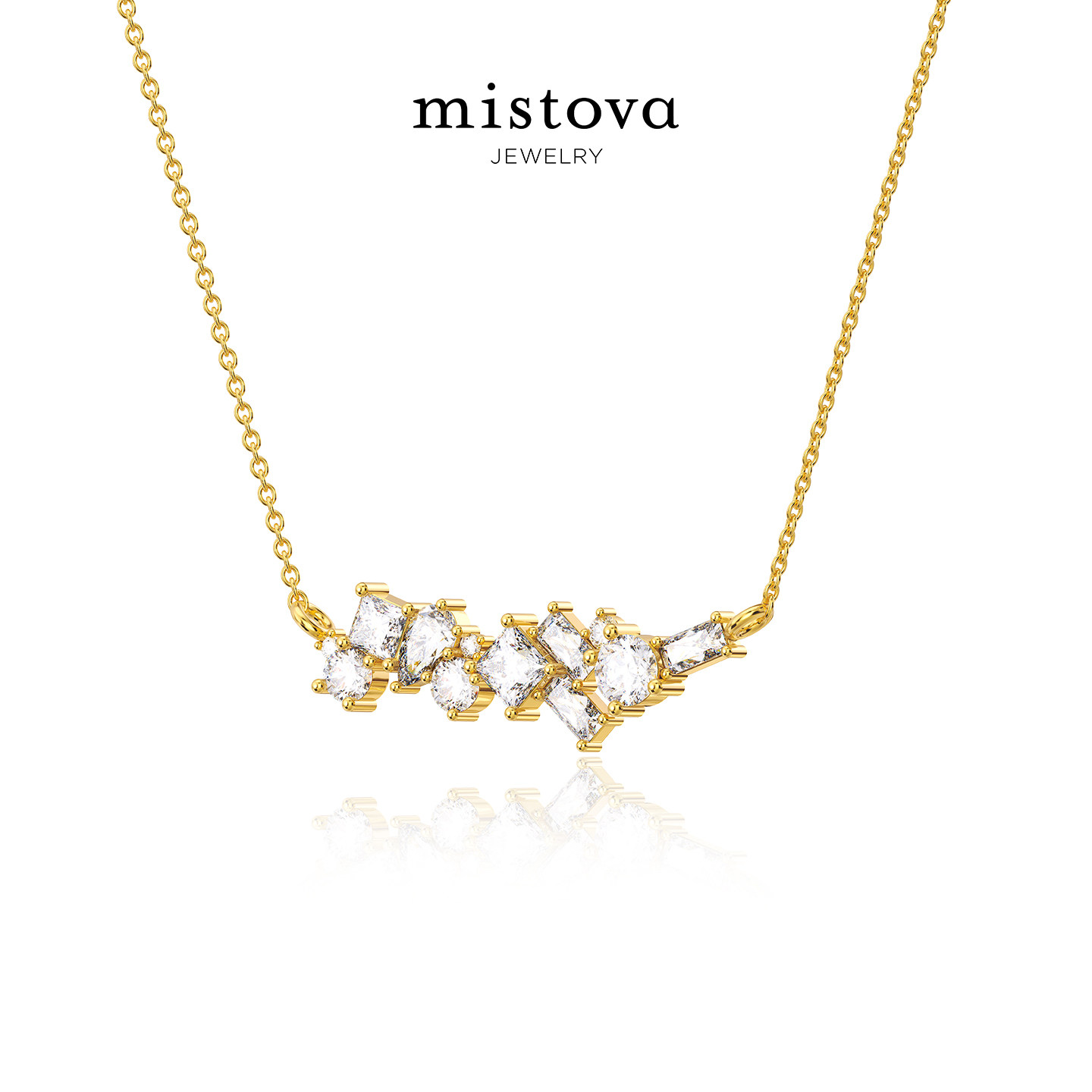 Mistova时光流转项链流光耳钉锆石锁骨链女高级气质简约时尚精致