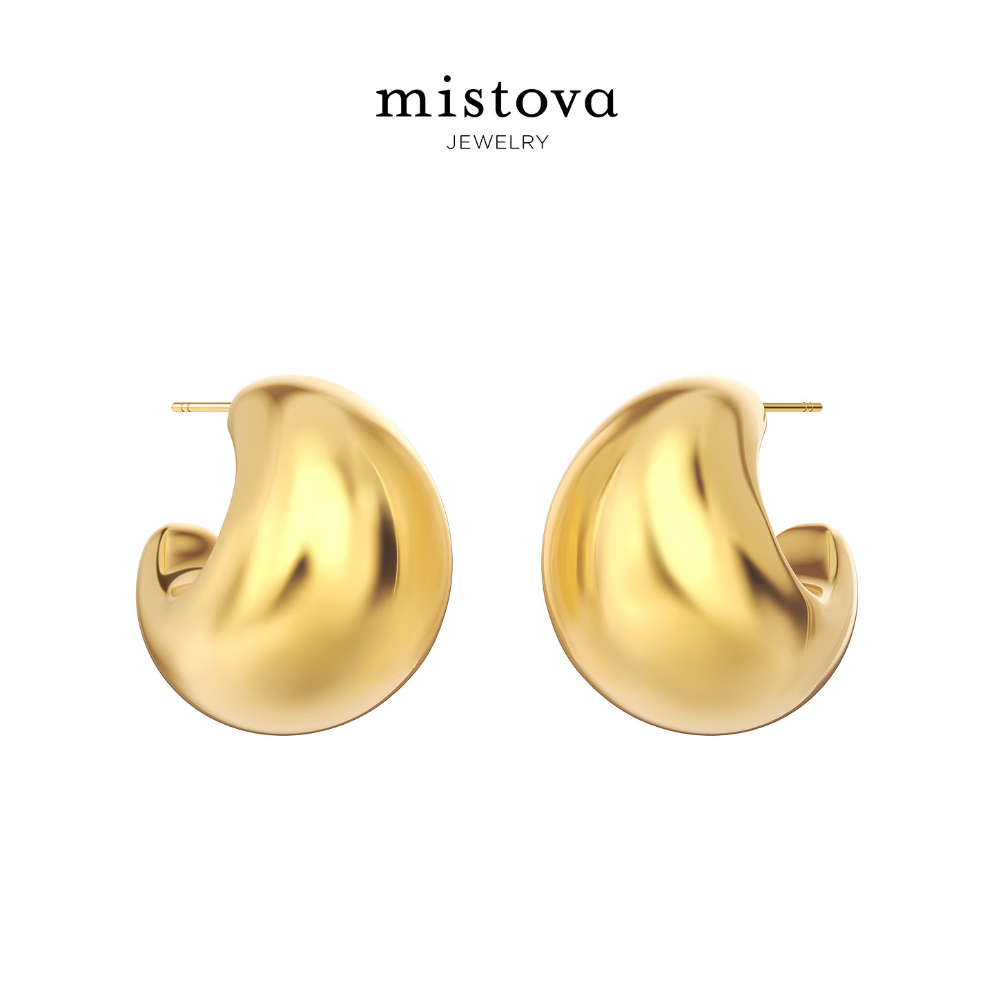 Mistova小世界衍生耳环金银光面质感冷淡风高级小众耳钉铜饰精致