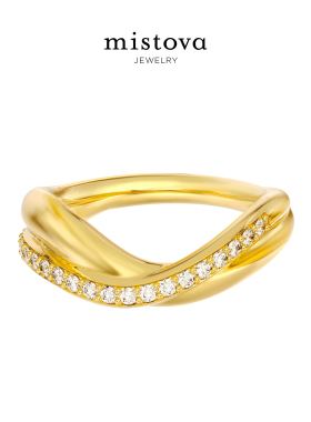 Mistova925银镀金多层轻奢指环