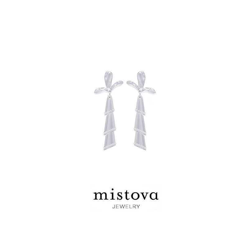 mistova 设计师首饰品牌2023新款潮925银ins小众高级感机械花耳钉