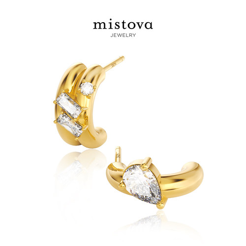 mistova恒紫耳环轻奢纯银耳钉