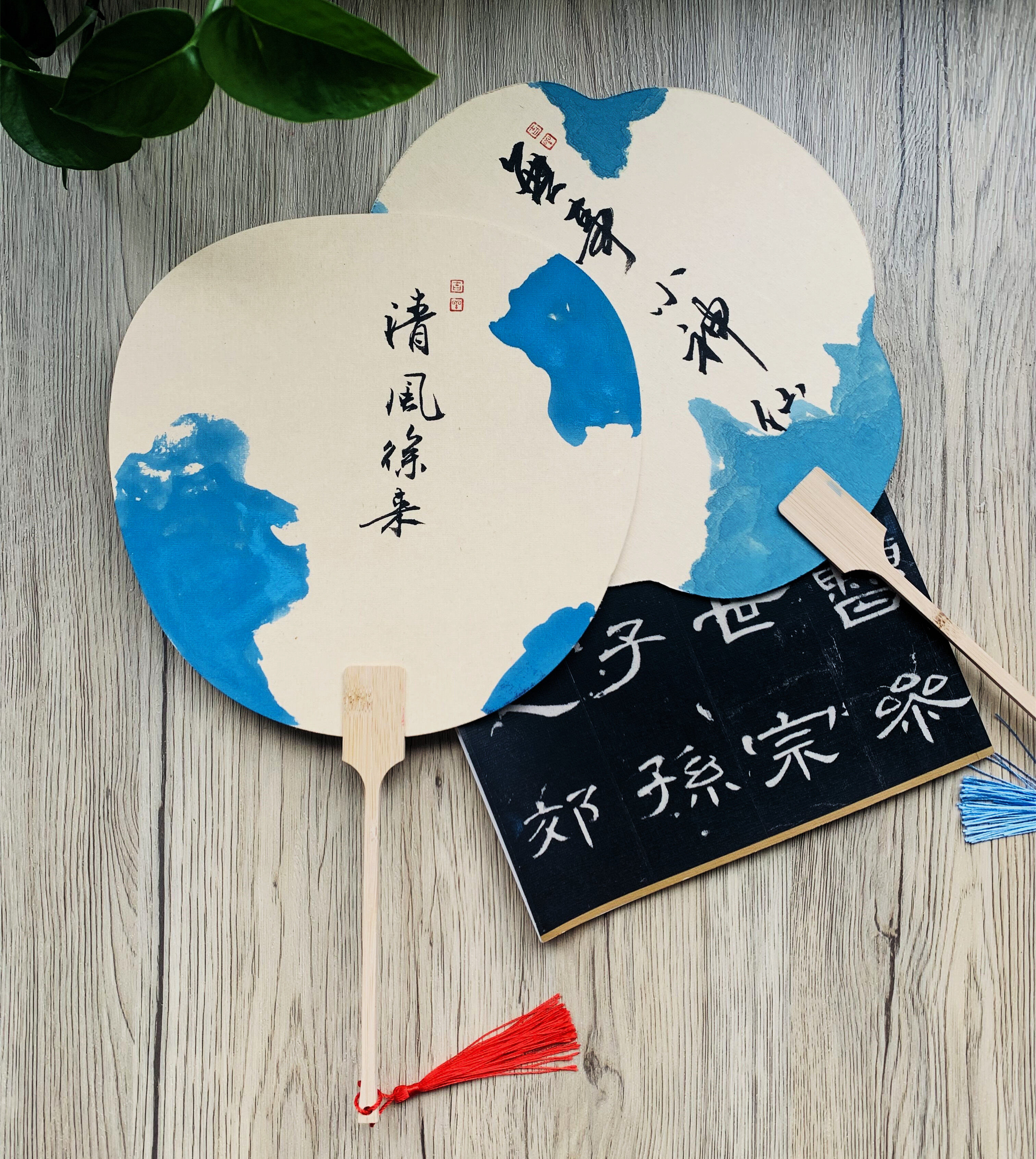 手绘定制中式古典宣纸竹扇中国风夏季空白仿古团扇书法绘画纸扇