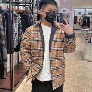 欧洲代购BBR 新款经典格纹格子双面两穿休闲男士长袖棉服外套男款