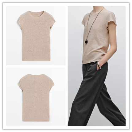 西班牙单上衣 2025新款基础款简约时尚圆领针织木耳边袖短袖T恤,女装/女士精品,T恤,淘宝优惠券,粉丝福利购,淘宝优惠卷