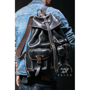 RRL霍尔文horween头层牛皮双肩包伞兵包真皮双肩包复古男