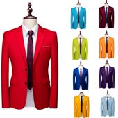 新郎结婚礼服男商务休闲正装 红色西装 套装 团体演出西服外套两件套