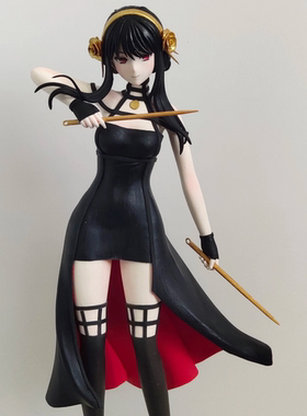 间谍过家家阿尼亚手办约尔黑衣裙福杰模型二次元动漫机箱摆件公仔