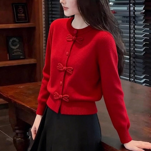 冬季穿搭红色圣诞穿搭毛衣女款2026新款小个子绝美巨好看的小上衣