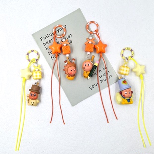 原创手作泡泡星星人钥匙扣创意手机挂件卡通包包挂件手机链礼物