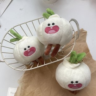 创意搞怪笑呵呵大蒜毛绒公仔钥匙扣背包挂件可爱大蒜挂饰GJ248