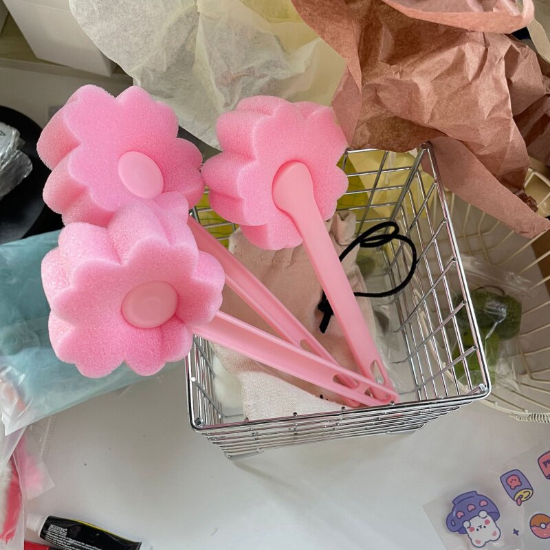 花朵杯刷洗杯子神器厨房海绵奶瓶多功能三合一清洁长柄刷子BH238