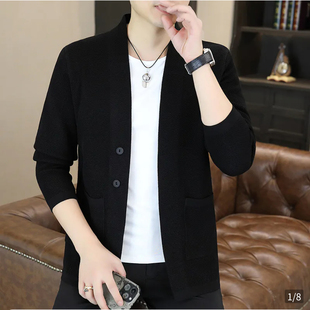 陆海丰男装蒂尚针织开衫2025春秋新款男士外套时尚休闲毛衣夹克潮