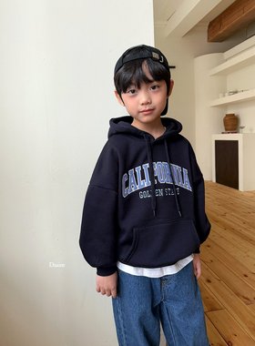 beni韩国童装2025冬新款dsaint儿童带帽字母T恤男女童长袖t保暖