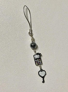 黑色hellokitty可爱童趣包挂咕本链短链挂件手机链