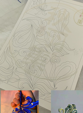 敦煌发簪缠花图纸纸板手工簪子