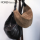 莫人新款 麂皮胎水牛皮箭筒包牛角包腋下斜挎单肩百搭松弛老钱实用