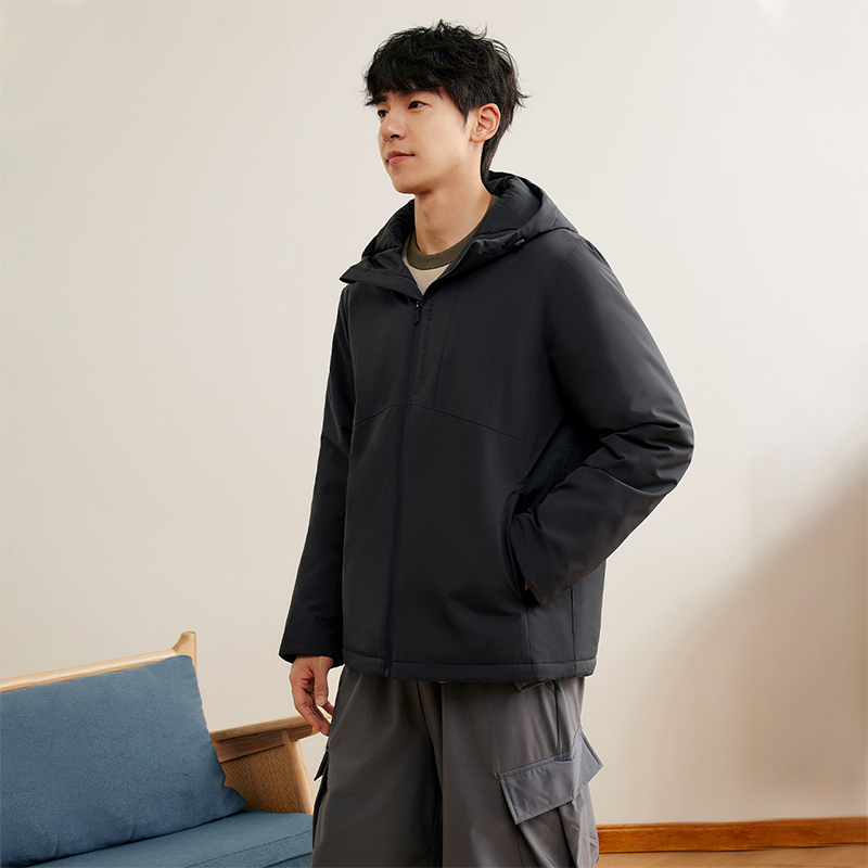 361度男装2025冬季新款保暖冬装上衣短棉服宽松舒适运动外套黑色