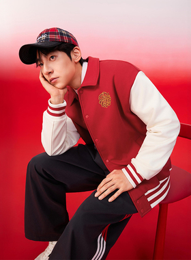 361红色2026秋冬针织绒里外套圣诞新年穿搭运动情侣马年本命年