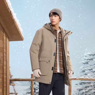 361雨屏科技中长款羽绒服男装2026冬季男士加厚保暖连帽运动外套