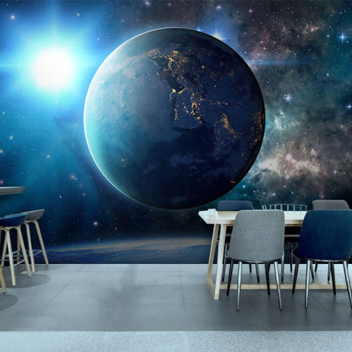 8D立体感星空地球墙纸儿童房