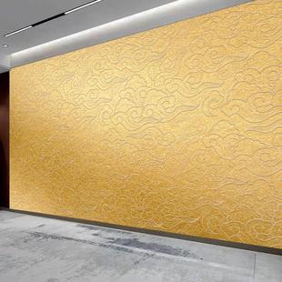 佛堂金色祥云图案壁纸中式客厅卧室壁龛背景墙布寺庙禅意神龛壁画