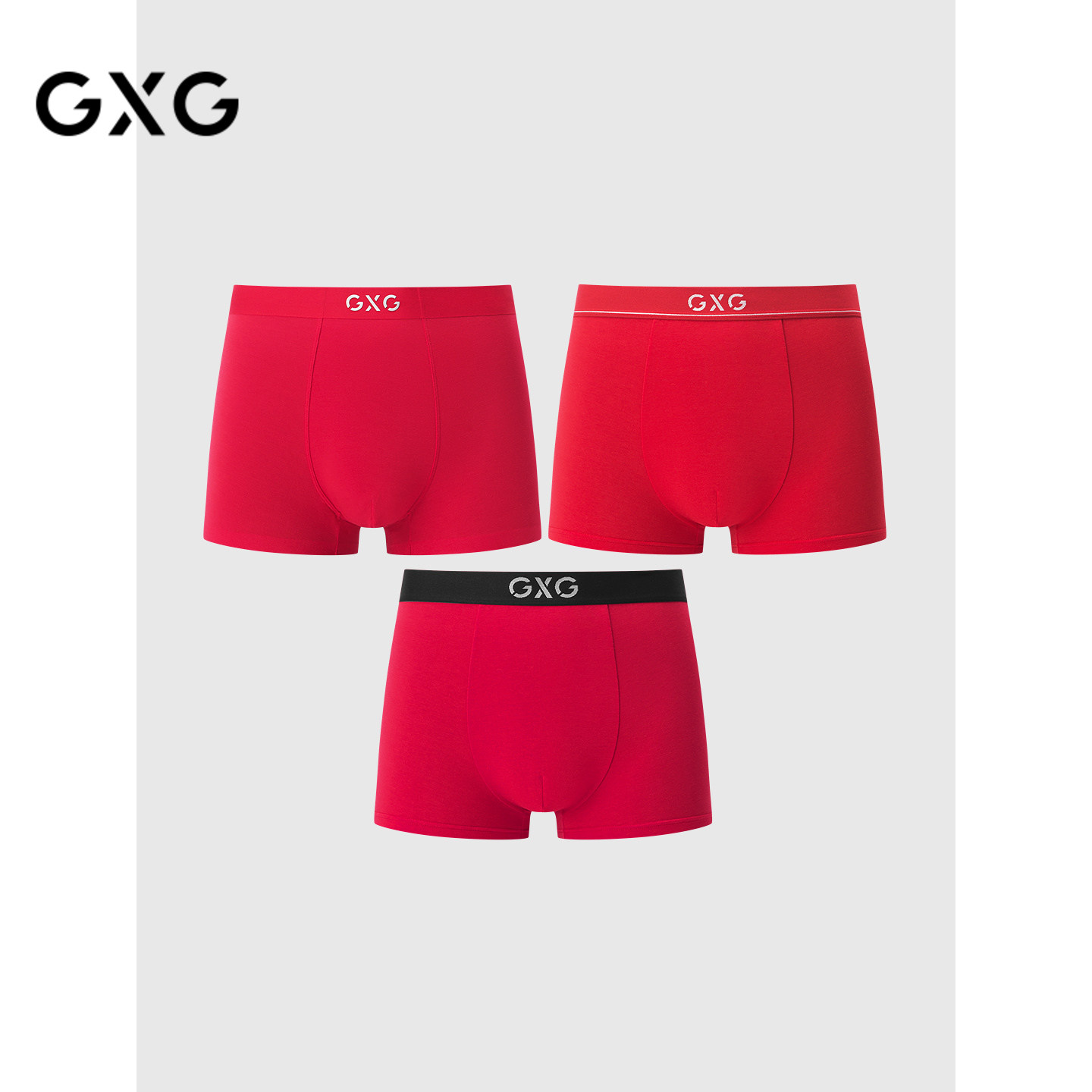 GXG奥莱 男士内裤【3条装】本命年内裤红内裤结婚平角短裤男,女士内衣/男士内衣/家居服,男平角内裤,淘宝优惠券,粉丝福利购,淘宝优惠卷