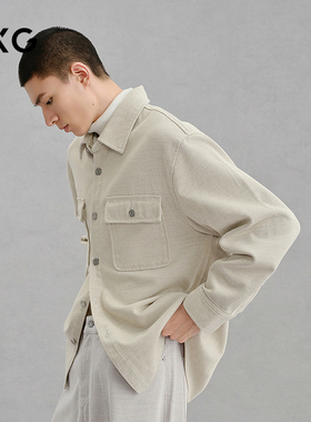 GXG男装 灰白色肌理通勤牛仔衬衫 24冬季品G24XE94004