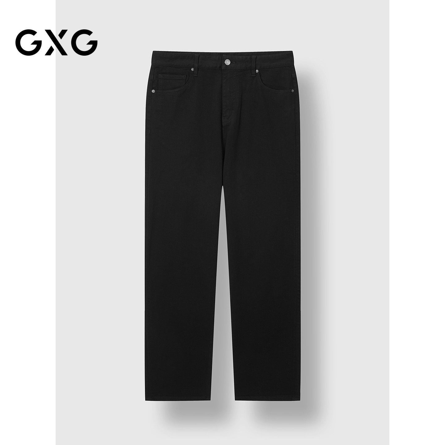GXG男装 重磅水洗宽松直筒潮流弹力加绒牛仔裤 2024冬季品