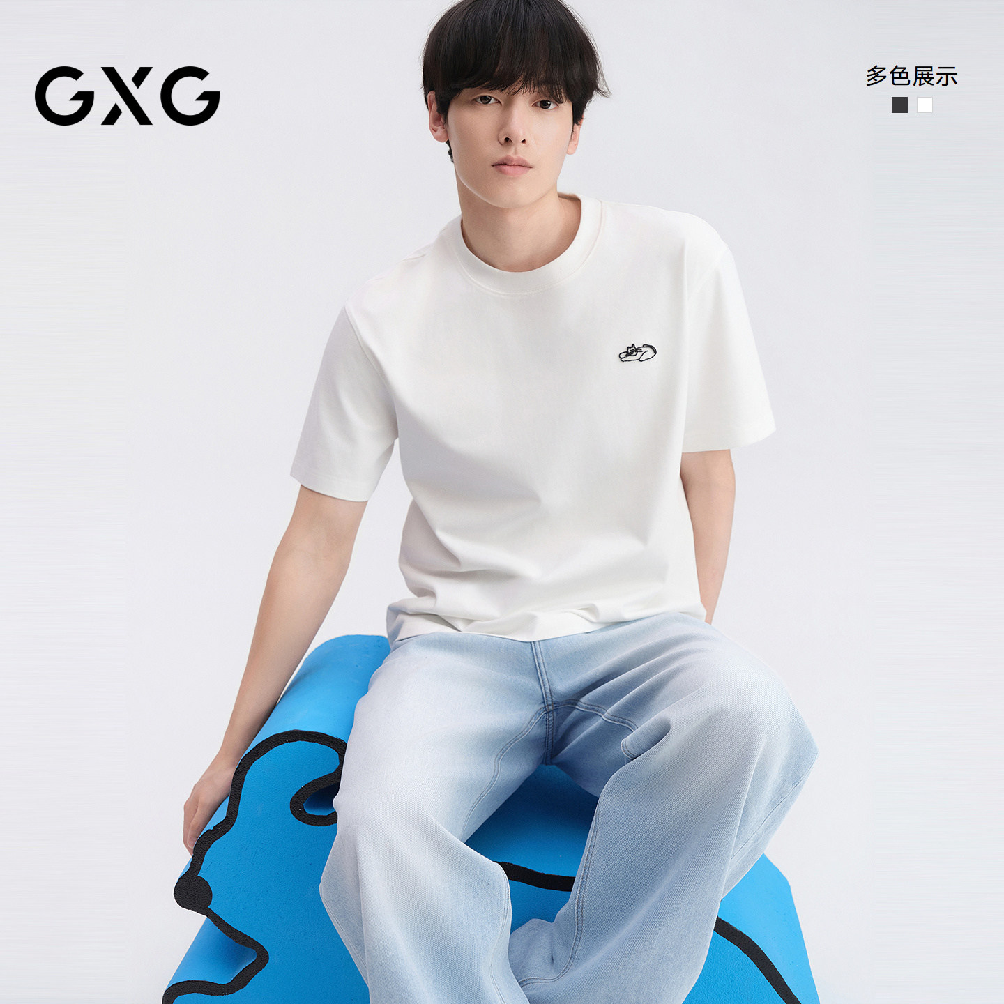【联名系列】GXG男装 微廓短袖T恤背后卡通图案 26夏季新品