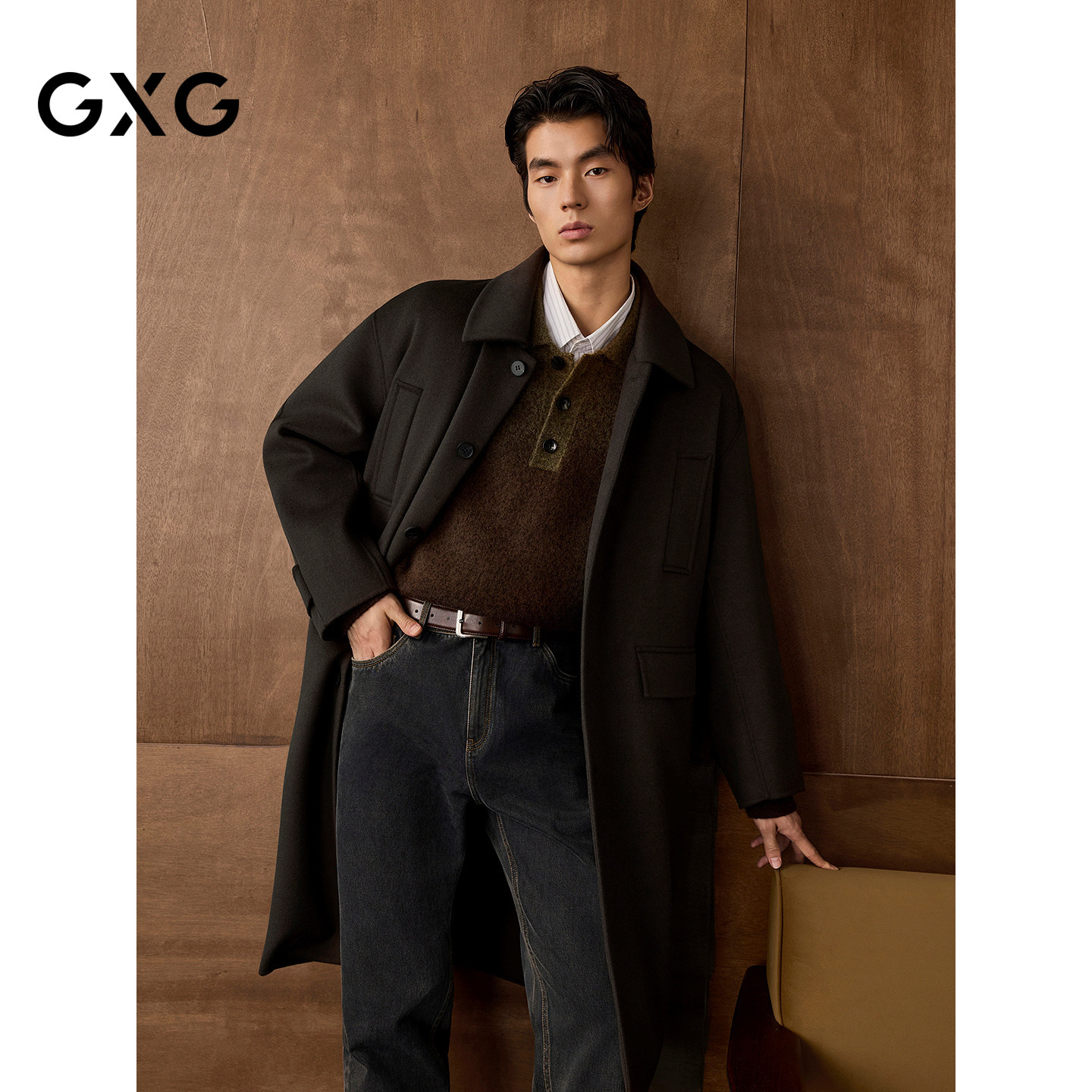 GXG男装 商场同款质感长款大衣 2025年冬季新品G25X264022