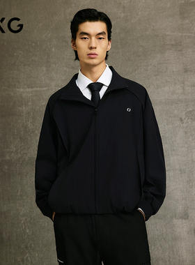 GXG男装  黑色通勤立领休闲宽松夹克25年春新品G25X211005