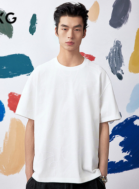 [商场同款]GXG男装圆领T恤联名款暗纹短袖针织25夏新品G25X442121