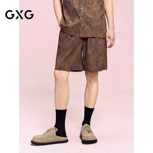 挺阔轻薄休闲短裤 新品 户外透气迷彩裤 25年夏季 男五分裤 GXG男装
