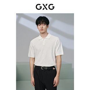24夏新品 GXG男装 男暗纹葫芦纹设计短袖 伊力特毛织面料时尚 polo衫