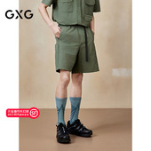 新品 GXG男装 G25X222021 休闲通勤五分裤 子25年夏季 腰带扣工装 短裤
