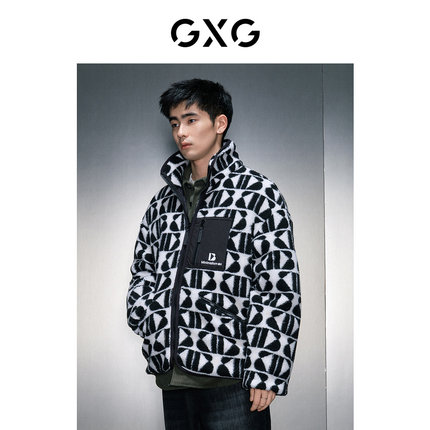 GXG男装 黑白提花仿羊羔毛夹克 23年冬季品GEX12127674