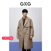 风衣外套24年春季 GXG男装 棕色翻领长款 品GFX10800971