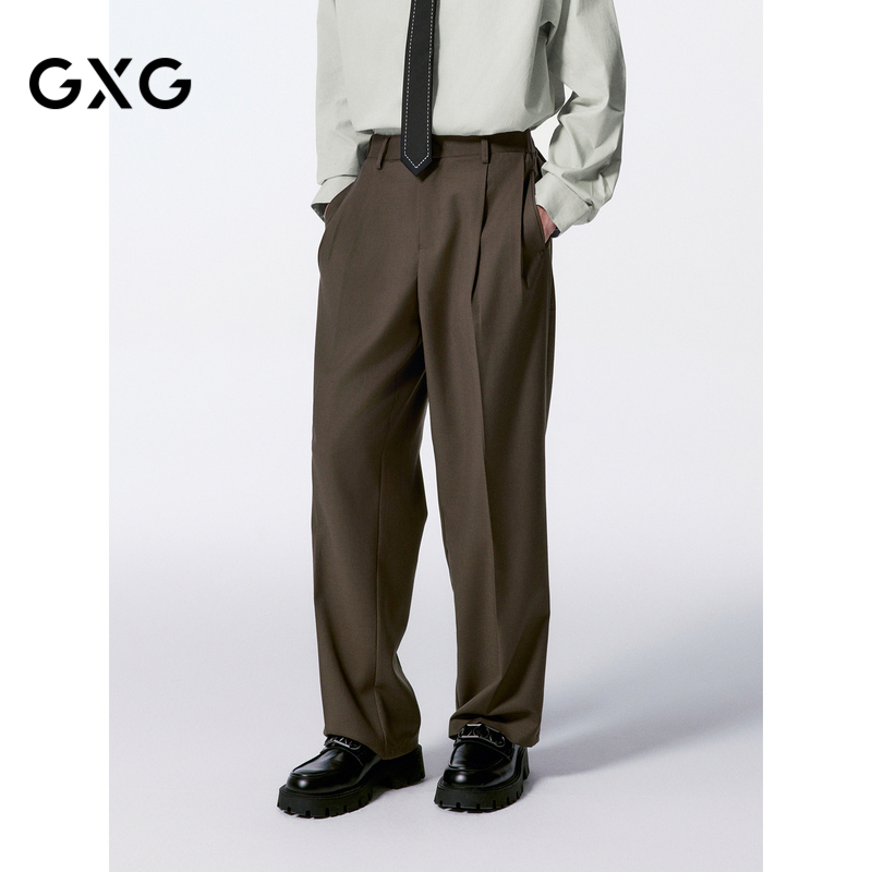 GXG男装 垂感西裤不易皱阔腿男休闲裤 24年秋G24X023085