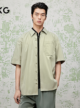 [商场同款]GXG男装 卡其色衬衫宽松短袖衬衣25夏新品G25X232034