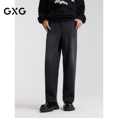 GXG男装 柔软斜纹面料牛仔裤水洗休闲裤男直筒长裤 2024秋季新品