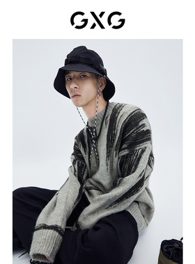 GXG奥莱 【生活系列】冬季品自游系列灰色圆领毛衫