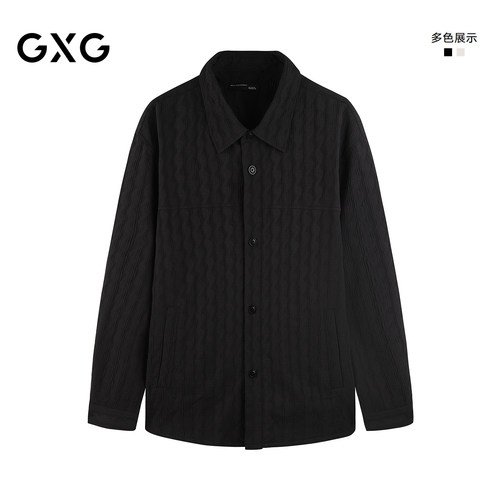 GXG男装 微廓极简肌理感轻熟翻领长袖上衣休闲夹克26秋冬新品