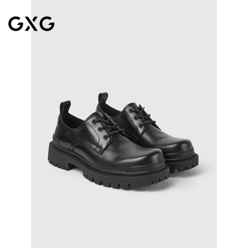 GXG男鞋通勤商务正装鞋男圆头黑色增高德比鞋婚皮鞋增高休闲单鞋