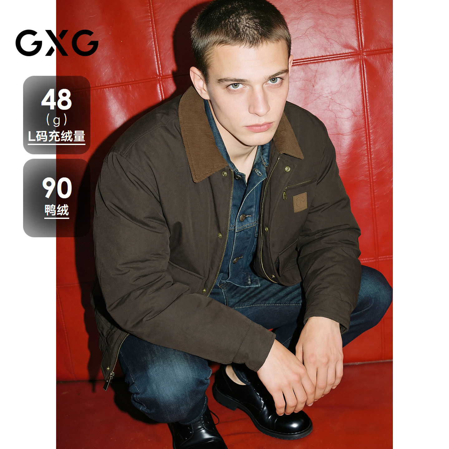 GXG男装 新年系列马年工装风羽绒服男25年冬新款#G25DY24198