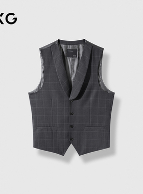GXG男装 灰格纹基础设计通勤套西马甲男士24年秋季品G24XF93004